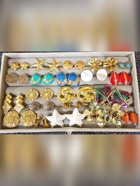 21 Pair Vintage Assorted Post Back Earring Set